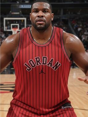 Jordan Red Pinstripe Basketball Jersey no size but I'd say XL 32"L 24" pit